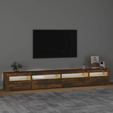 vidaXL Szafka pod TV z oświetleniem LED, przydymiony dąb, 270x35x40 cm