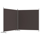 Parawan 2-panelowy, brązowy, 348x180 cm, tkanina