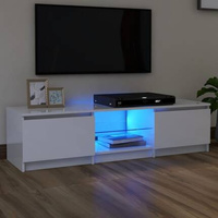 vidaXL Szafka pod TV z LED, biała, wysoki połysk, 140x40x35,5 cm