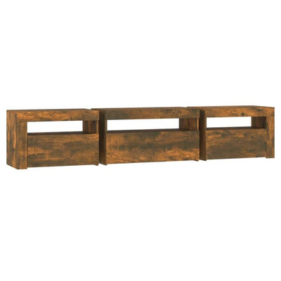 vidaXL Szafka pod TV z oświetleniem LED, przydymiony dąb, 195x35x40 cm