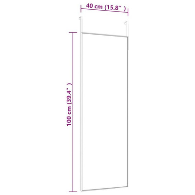 vidaXL Lustro na drzwi, czarne, 40x100 cm, szkło i aluminium