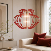 Lampa wisząca Imperia z szerokim kloszem czerwona pojedyncza nad stół