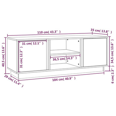 Szafka pod TV, miodowy brąz, 110x35x40,5cm, lite drewno sosnowe vidaXL