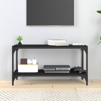 vidaXL Szafka pod TV, czarna 80x33x41 cm materiał drewnopochodny/ stal
