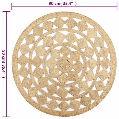 Dywan ręcznie wypleciony z juty, 90 cm