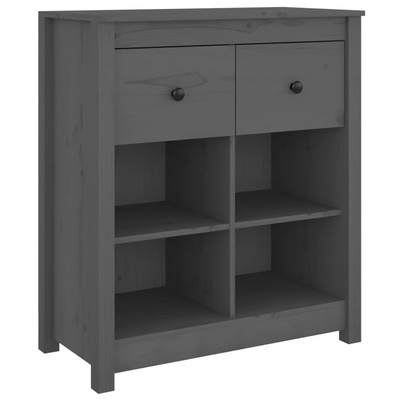 vidaXL Szafka, szara, 70x35x80 cm, lite drewno sosnowe