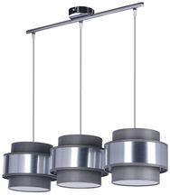 Lampa wisząca z abażurami Hare chromowa potrójna szary abażur do jadalni