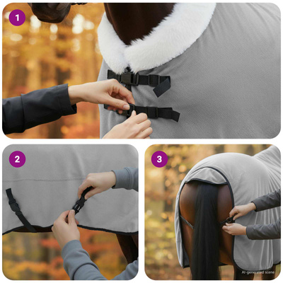 Koc dla Koni Całkowity Jasny Szary 125 cm Polarowy fleece