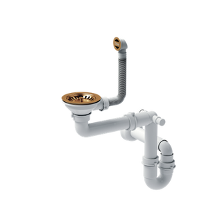 Odpływ zatyczkowy 3 1/2" z syfonem 1-komorowy PVD miedziany (GRANIT-pionowy), save space, bez logo, kolekcja Art Impressions