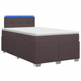 Łóżko Box Spring z materacem i LED Ciemny brąz 120 x 200 cm