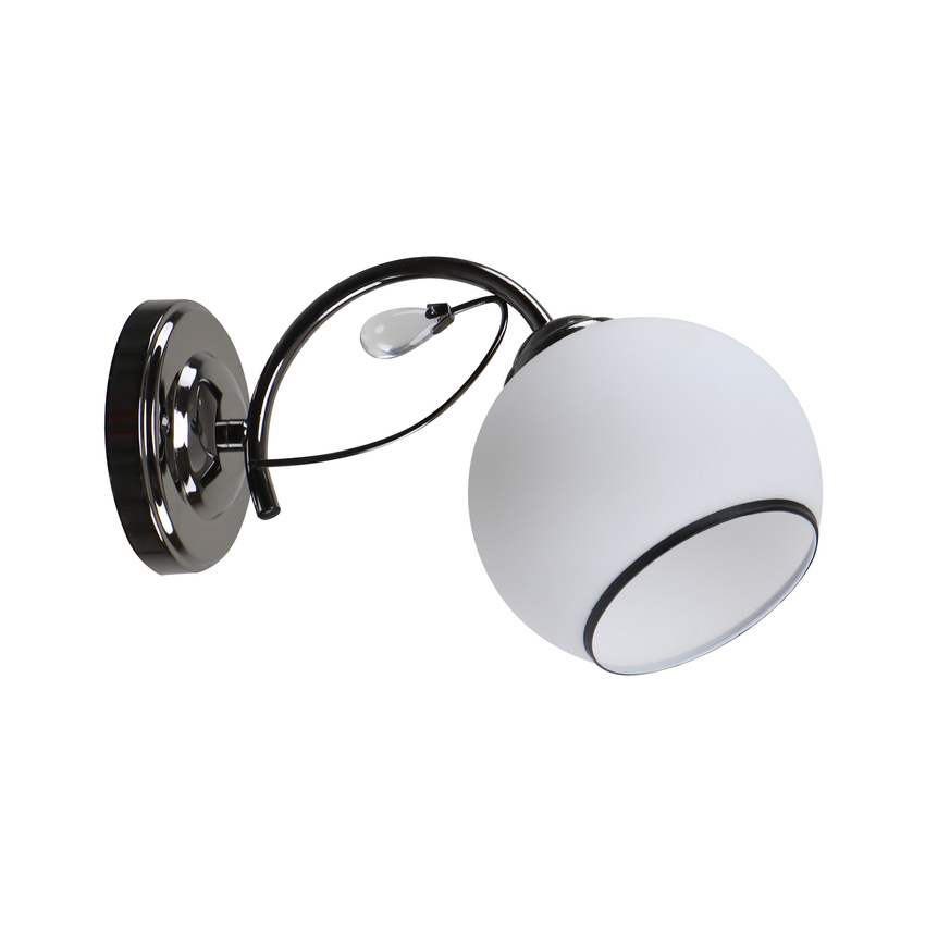 Lampa Kinkiet Czarny Perłowy 1X40 E27 Klosz Biały Graphite