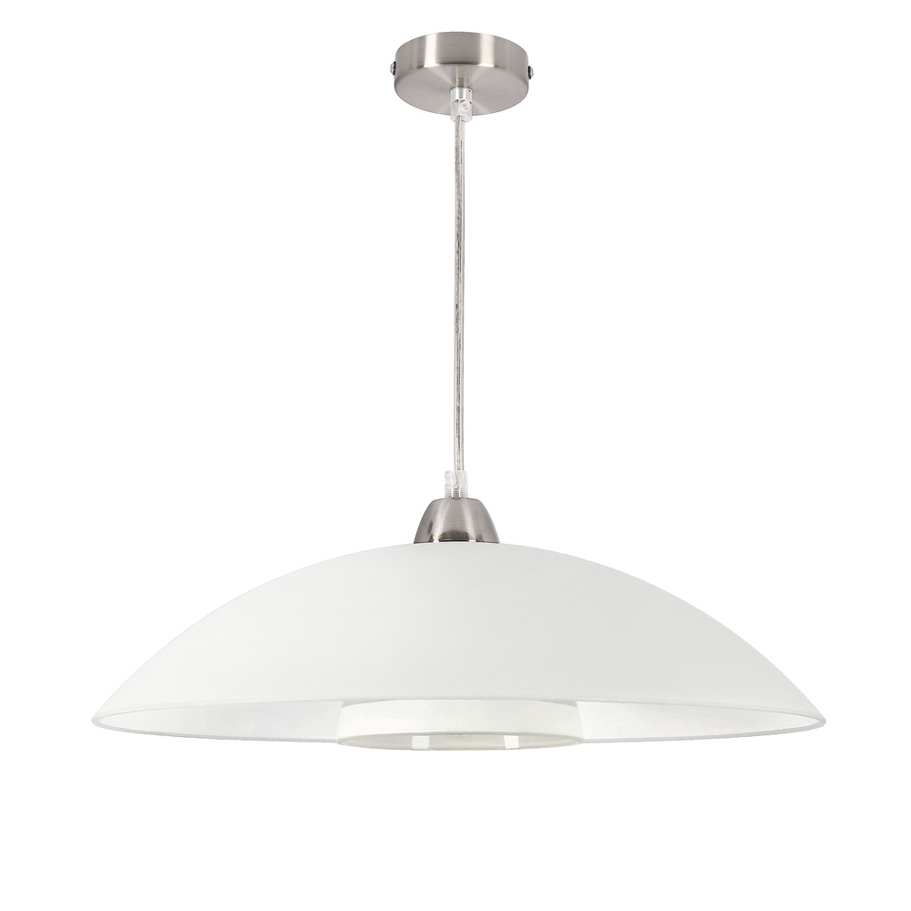 DUETTO lampa wisząca satynna nikiel 1x40W E27 klosz biały+białe paski