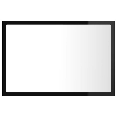 vidaXL Lustro łazienkowe LED, wysoki połysk, czarne, 60x8,5x37, akryl