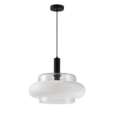 BRIZI lampa wisząca czarny 1x40W E27 klosz bezbarwny+mrożony