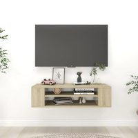 Wisząca szafka TV, dąb sonoma, 100x30x26,5 cm