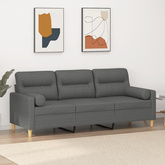 3-osobowa sofa z poduszkami, ciemnoszara, 180 cm, tkanina