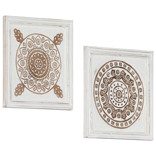Dekoracja artystyczna 2 pcs Brązowy i biały 40 x 40 x 1,5 cm