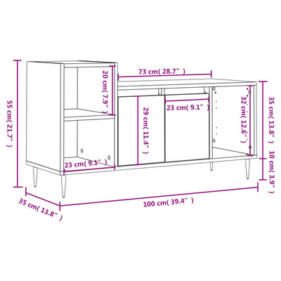 vidaXL Szafka pod TV, czarna, 100x35x55 cm, materiał drewnopochodny