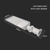 50W Lampa uliczna LED z czujnikiem i regulowanym uchwytem / Chip SAMSUNG / Barwa:4000K / Obudowa: Szara