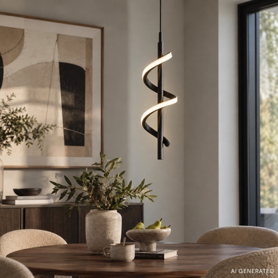 Lampa wisząca Sprait metalowa pojedyncza czarna do salonu LED