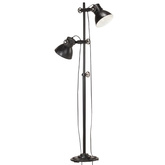 Lampa podłogowa z 2 kloszami, czarna, E27, żeliwo