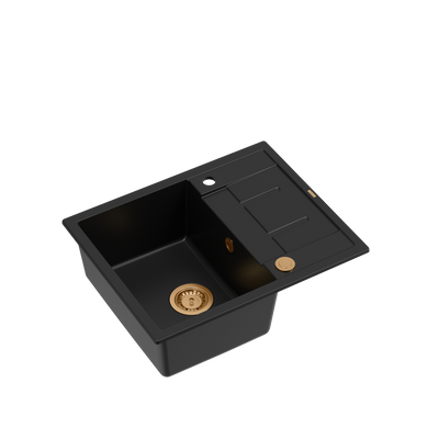 MORGAN 116 GraniteQ zlewozmywak pure carbon z syfonem Push To Open kol. miedziany 1-komorowy z/o + zaczepy 4 szt