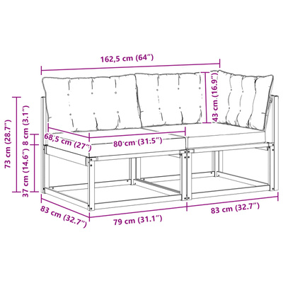 7 szt. Modułowa sofa na zewnątrz Lite Drewno Akacji Naturalny