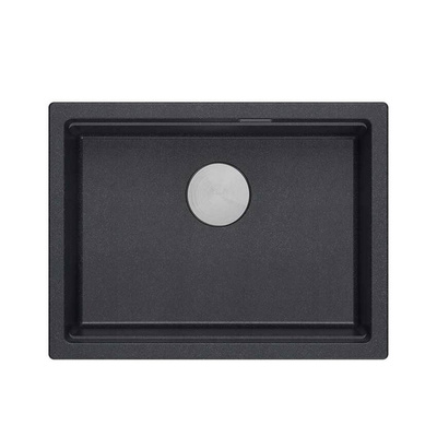 LOGAN 100 GraniteQ zlewozmywak black diamond 59,5x45,1x21,5 cm 1-komorowy podwieszany z syfonem manualnym stal szlachetna