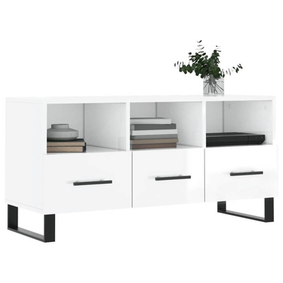 vidaXL Szafka pod TV, biała, wysoki połysk, 102x36x50 cm model standard