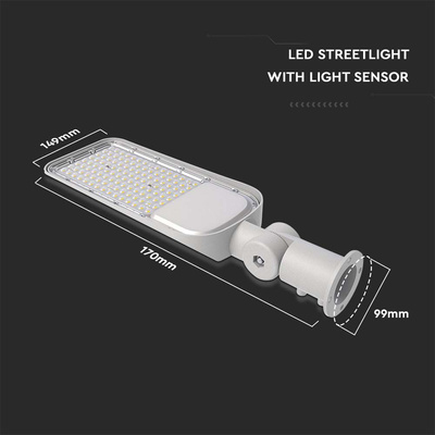 50W Lampa uliczna LED z czujnikiem i regulowanym uchwytem / Chip SAMSUNG / Barwa:4000K / Obudowa: Szara