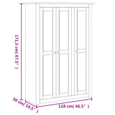Szafa trzydrzwiowa, 118 x 50 x 171,5 cm, sosna, seria Panama