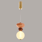 FLORES lampa wisząca mosiężny+brązowy+pomarańczowy 10W LED 3000K klosz biały