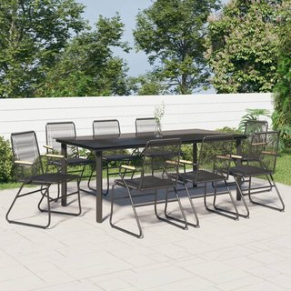 9-częściowy zestaw mebli ogrodowych, czarny, rattan PVC