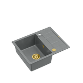 MORGAN 116 GraniteQ zlewozmywak silver stone z syfonem Push To Open kol. złoty 1-komorowy z/o + zaczepy 4 szt