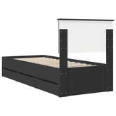 Ramka łóżka z szufladą Czarny 75 x 190 cm Drewno inżynieryjne