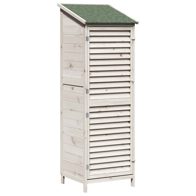 Shed ogrodowy z dachem Biały 59 x 56 x 176 cm Drewno Świerkowe