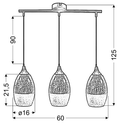 Lampa wisząca srebrna szklana regulowana 3x60W Celia Candellux 33-51585