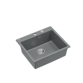 MORGAN 110 GraniteQ zlewozmywak silver stone z syfonem Push To Open stal szlachetna 1-komorowy b/o + zaczepy 4 szt