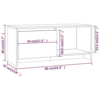 vidaXL Szafka pod TV, dąb sonoma, 90x35x40 cm, materiał drewnopochodny