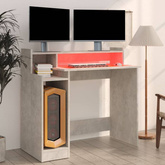 vidaXL Biurko z podświetleniem LED, betonowa szarość, 97x45x90 cm