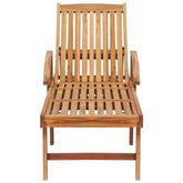 vidaXL Leżak ze stolikiem i poduszką, lite drewno tekowe