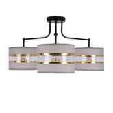 Lampa sufitowa czarny 3xE27 abażur biały + złoty Andy 33-00514