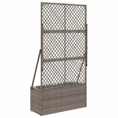 Donica ogrodowa z trellem Szary 70 x 30 x 135 cm polirattan