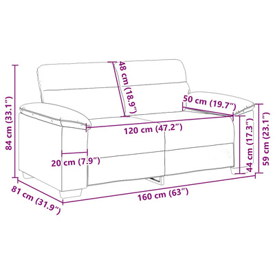 Sofa 2-osobowa Cloud Grey 160x81x84 cm Tkanina