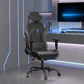 vidaXL Fotel gamingowy z podnóżkiem, czarno-szary, sztuczna skóra model standard