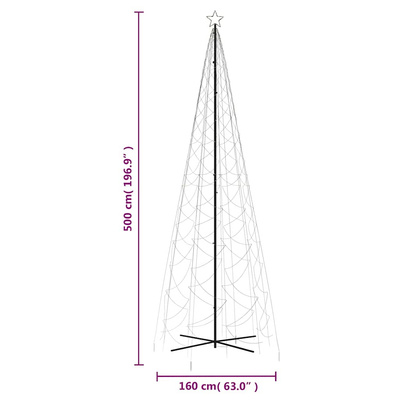 Choinka stożkowa, 1400 ciepłych białych LED, 160x500 cm
