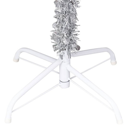 vidaXL Sztuczna choinka z lampkami i bombkami, srebrna, 150 cm, PET model standard