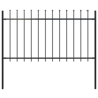 Ogrodzenie ogrodowe z włócznią, stalowe, 181x100 cm, czarne