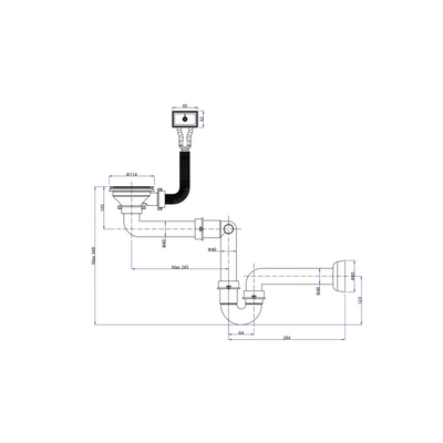 Odpływ zatyczkowy 3 1/2" z syfonem 1-komorowy PVD miedziany (STAL-pionowy), save space (12SR3-P1A-PC1)