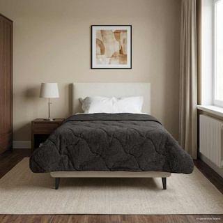 Zimowa Kołdra Antracyt 135 x 200 cm Mikrofibra i Fleece Teddy